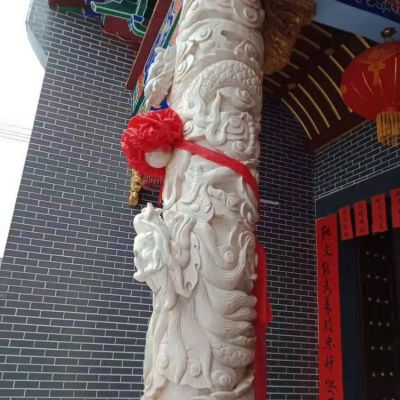景区大型盘龙柱 气势雄厚夺目大型摆件园林景观石雕龙柱雕塑