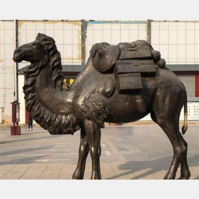 玻璃钢仿铜户外园林景观动物雕塑骆驼