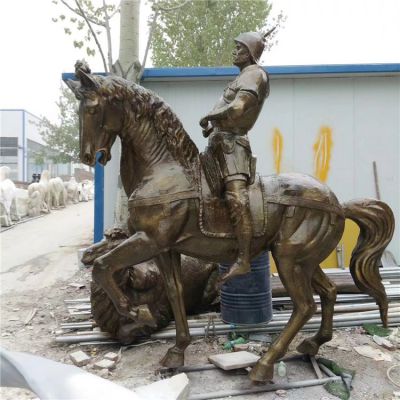 园林户外玻璃钢仿铜骑马的人物景观雕塑