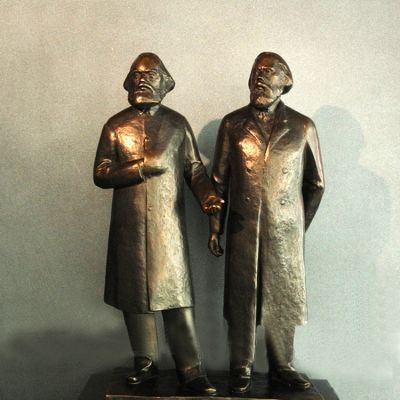 景区世纪伟人马克思和恩格斯铜雕抛光马克思雕塑