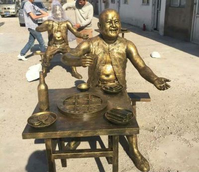 户外园林摆放吃火锅广场人物铜雕