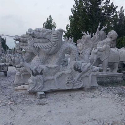 景区广场大型大理石石雕龙雕塑