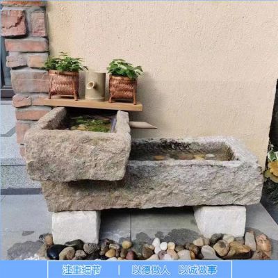 庭院摆件大理石石雕老石槽流水摆件