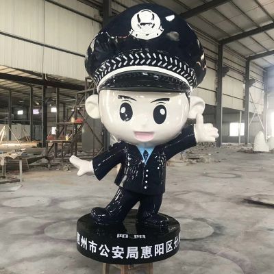 玻璃钢卡通可爱的警察雕塑