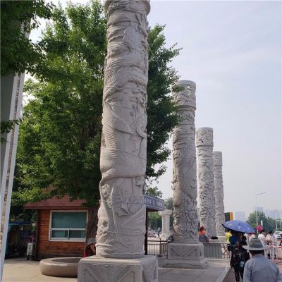 广场户外大型大理石龙柱雕塑