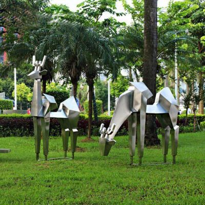 公园计划外不锈钢几何抽象鹿雕塑