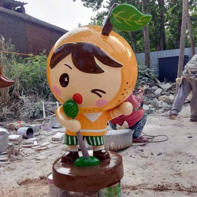 户外园林玻璃钢卡通水果公仔雕塑
