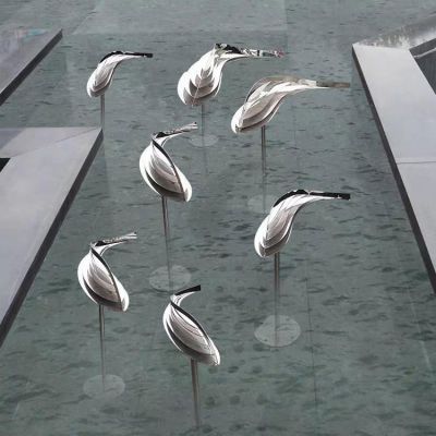 喷泉水景不锈钢抽象镜面小鱼摆件