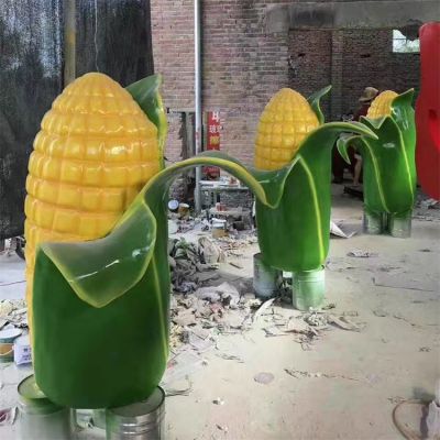 农场田园装饰玻璃钢卡通玉米雕塑