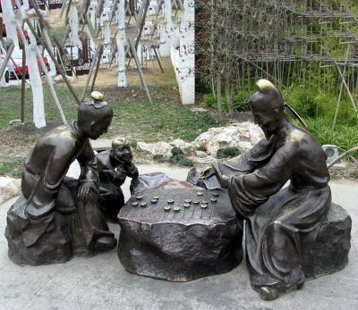 园林古人下棋人物景观铸铜雕塑