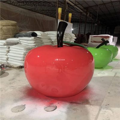 生态园玻璃钢红苹果雕塑景观摆件