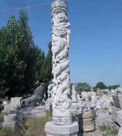 园林户外园林大型盘龙石雕文化柱雕塑