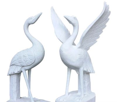 景区汉白玉石雕户外园林景观雕塑鹤雕塑