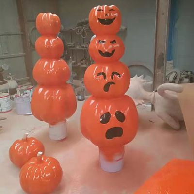 户外园林玻璃钢卡通搞怪南瓜雕塑