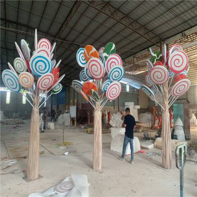 玻璃钢彩绘景观棒棒糖雕塑