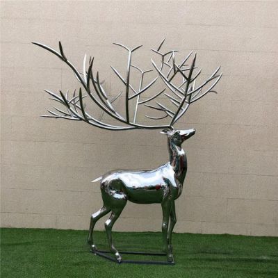 不锈钢镜面创意大鹿角售楼部景观雕塑