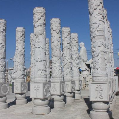 石雕龙柱汉白玉石雕盘龙柱广场雕塑大理石文化柱雕塑