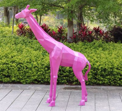公园玻璃钢几何抽象户外园林景观长颈鹿雕塑