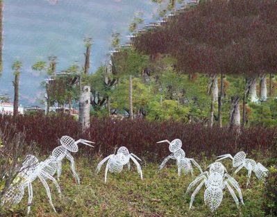 观光园林景区蚂蚁群网格抽象不锈钢蚂蚁雕塑