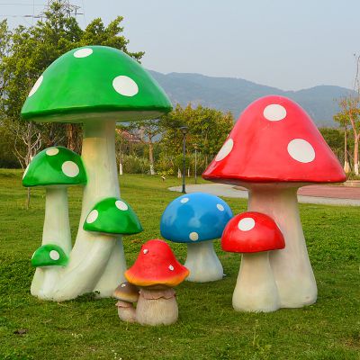 玻璃钢卡通蘑菇装饰品园林摆件