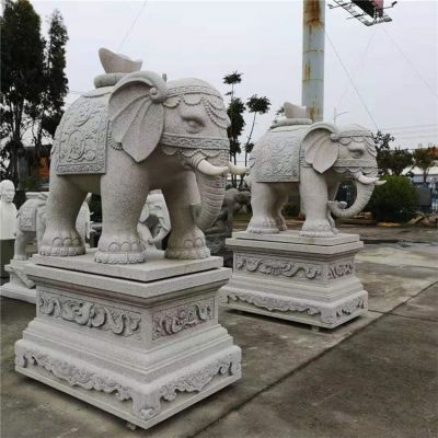 别墅庭院大理石砂石石雕招财大象雕塑