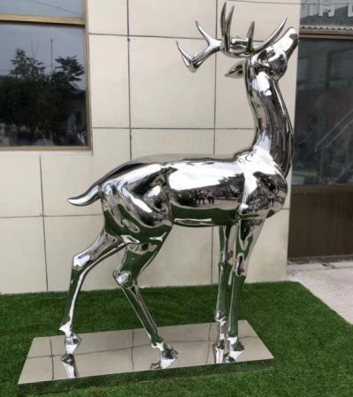 镜面不锈钢抽象鹿动物雕塑广场装饰亮化小品