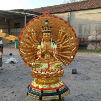 纯铜打造寺庙景区千手观音雕塑