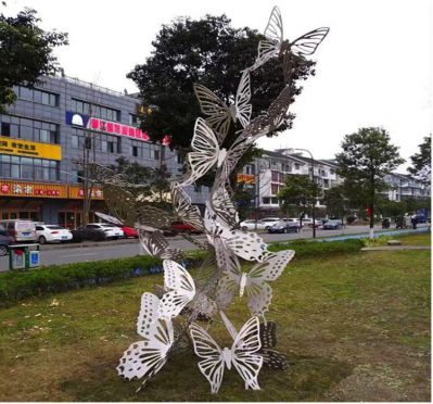 不锈钢园林户外创意群飞蝴蝶雕塑