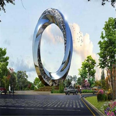 园林广场大型不锈钢圆环雕塑