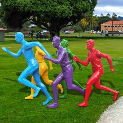 园林景观几何跑步运动人物玻璃钢雕塑
