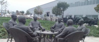 广场伟人喝茶人物铜雕茶雕塑