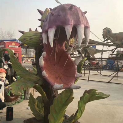 儿童乐园摆放玻璃钢彩绘食人花雕塑小品