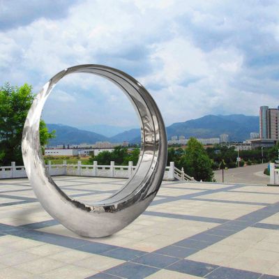 不锈钢抽象圆环雕塑别墅喷泉水池摆件