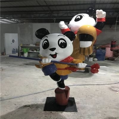 儿童乐园摆放玻璃钢卡通熊猫小品雕塑
