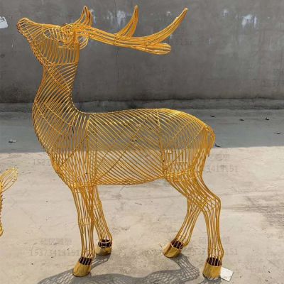 不锈钢铁艺彩绘园林广场抽象小鹿