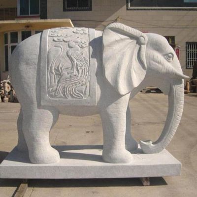 酒店售楼部大理石石雕招财大象雕塑