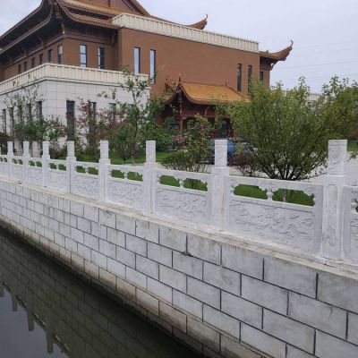 酒店户外造景河道水池安置大理石雕刻中式防护栏板