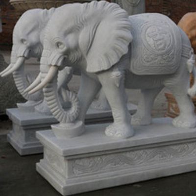 庭院门口大理石石雕创意大象雕塑摆件
