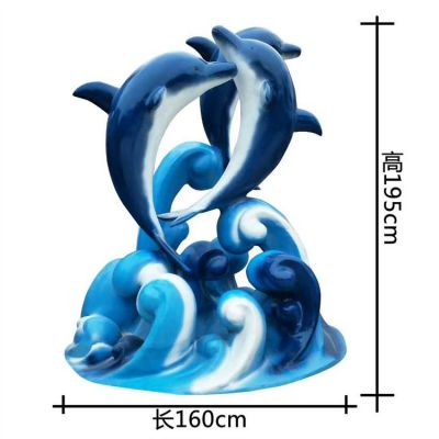 玻璃钢彩绘仿真动物景观海豚雕塑