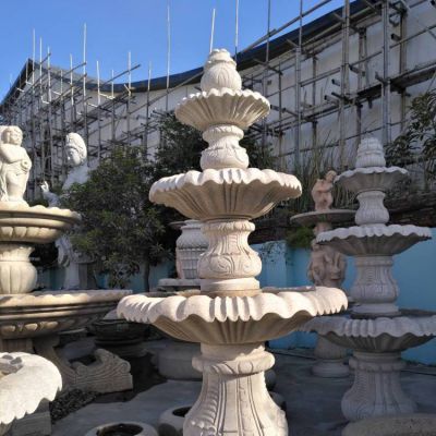 三层大理石石雕户外园林喷泉水景雕塑