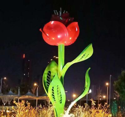 玻璃钢彩绘创意城市植物花朵雕塑