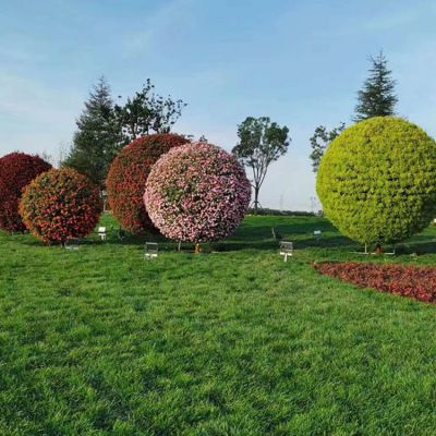 花园大型不锈钢绿植圆球雕塑