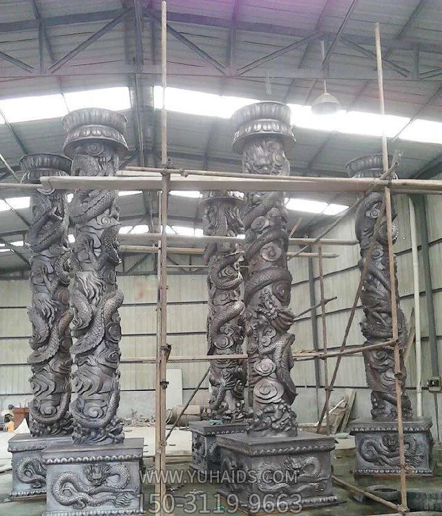 广场仿铜龙柱玻璃钢柱子雕塑