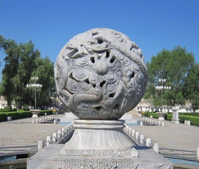 公园景观龙浮雕球喷泉石雕雕塑