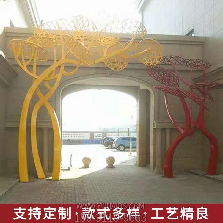 不锈钢抽象园林景观树雕塑
