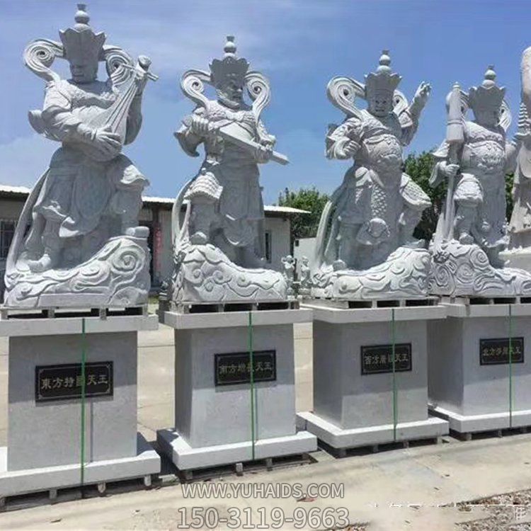 景区寺庙户外摆放大理石雕刻四大天王神像雕塑