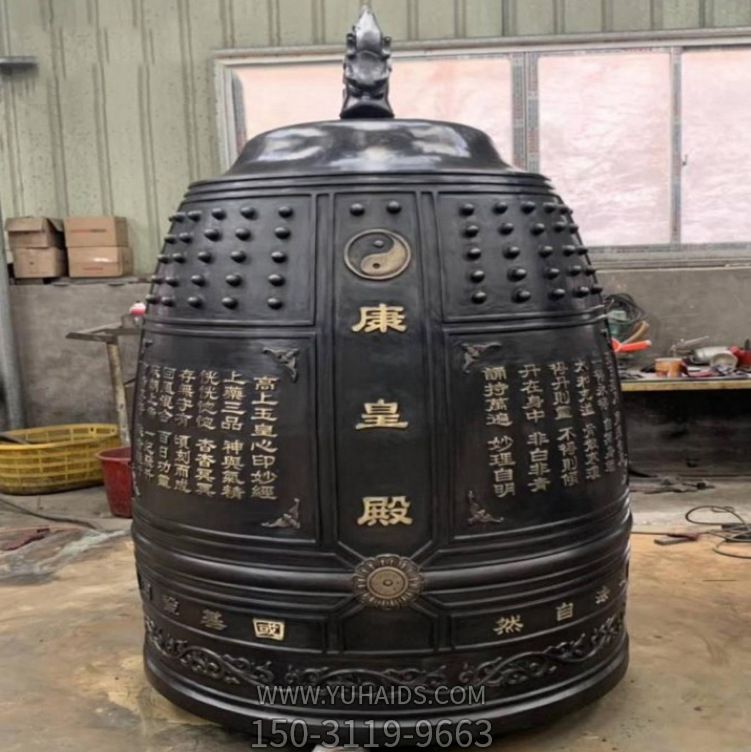 寺庙玻璃钢仿铜雕挂钟雕塑