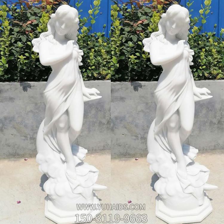 园林户外大理石汉白玉雕刻西方女孩人物雕塑
