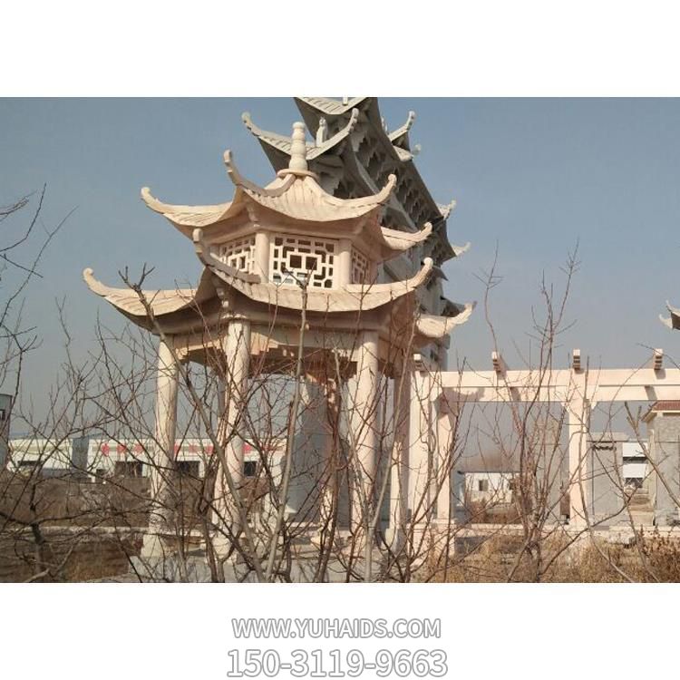 园林景观装饰大理石雕刻亭子长廊花架摆件 雕塑
