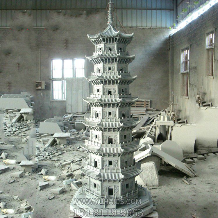 寺庙景区大型大理石石雕佛塔雕塑摆件
